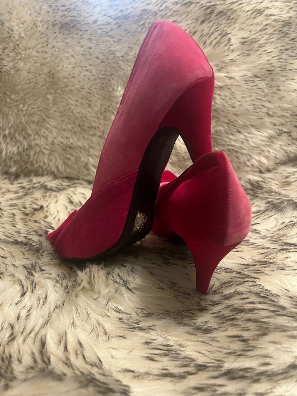Classic Pink Velvet Kitten Heel Pumps